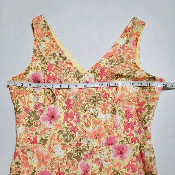 Ann Taylor Loft Floral Dress Size 14 Linen Blend Colorful Sleeveless Lined Women - Picture 6 of 10